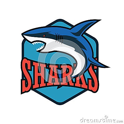 Blue sharks logo with text space for your slogan / tag line Vector Illustration