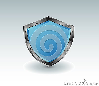 Blue shield with shadow Vector Illustration