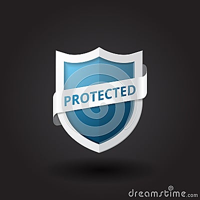 Blue shield vector with banner Vector Illustration