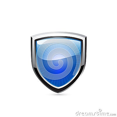 Blue shield on white. Vector Vector Illustration