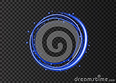 Blue shining circle with magic glitter sparkles. Vector Illustration