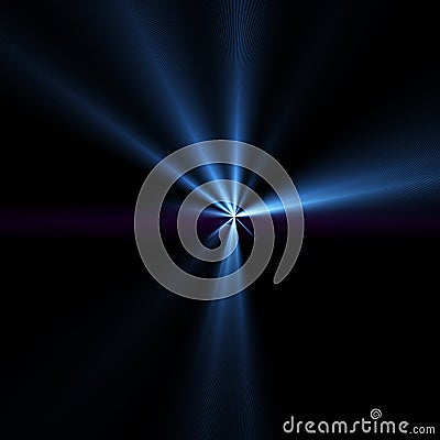 Blue shining objects in the dark. Staburst. Abstract illustration with glowing blurred lights. Background with shining flares Cartoon Illustration