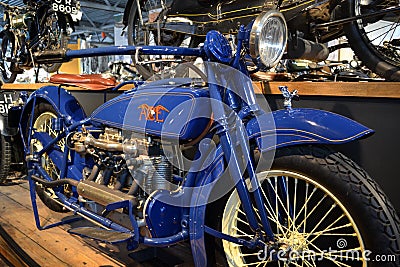 Blue motorbike in Beaulieu Motor Museum Editorial Stock Photo