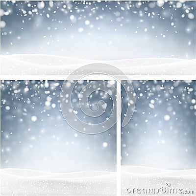 Blue winter backgrounds with snow. Vector Illustration