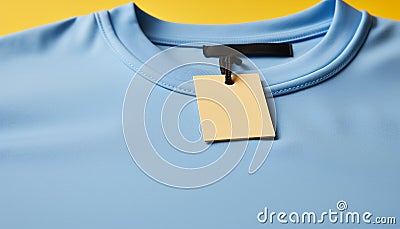Blue shirt on coathanger with label perfect for business attire generated by AI Stock Photo