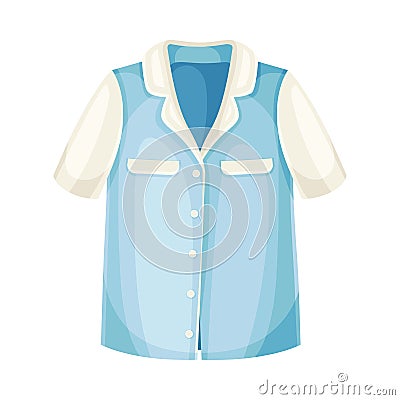 Blue Shirt with Short Sleeves and Chest Pocket as Uniform and Workwear Clothes Vector Illustration Vector Illustration