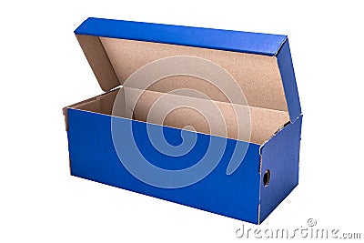 Blue shoe box isolated on white background. Stock Photo