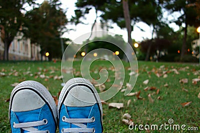 Shoes in the grass Stock Photo