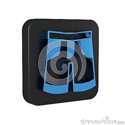 Blue Short or pants icon isolated on transparent background. Black square button. Stock Photo
