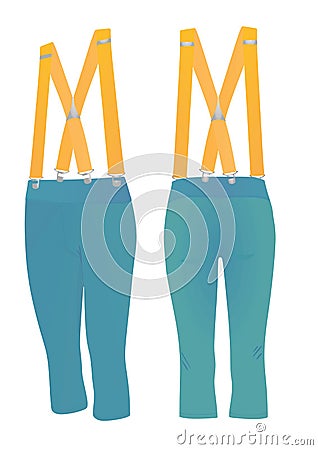 Blue short pants with suspenders Vector Illustration