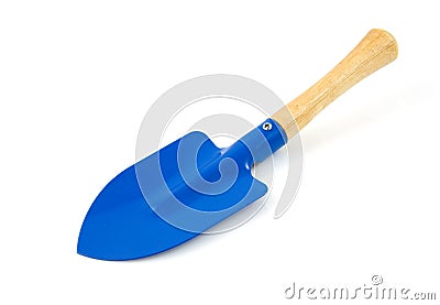 Blue shovel, garden tool Stock Photo