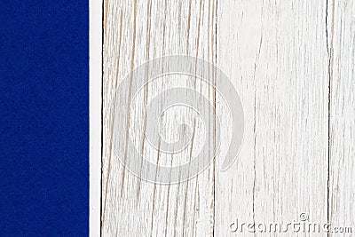 Blue sidebar on weathered wood background Stock Photo