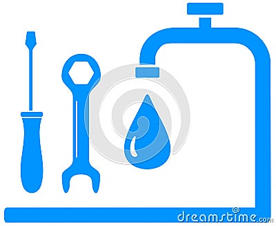 Blue sign plumbing work Vector Illustration