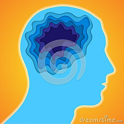 Human head and paper brain Vector Illustration