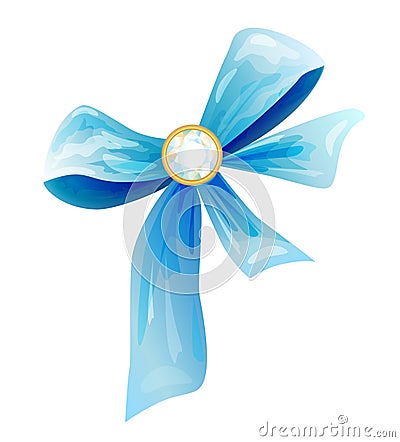 Blue silk bow Vector Illustration