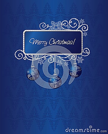 Blue & silver Christmas card illustration Vector Illustration