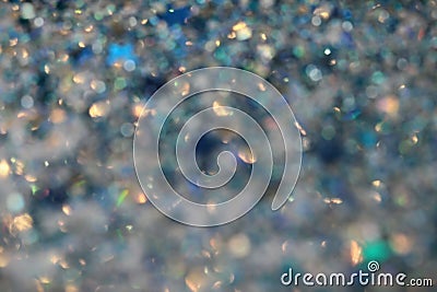 Blue and Silver Frozen Snow Winter Sparkling Stars Glitter background. Holiday, Christmas, New Year abstract texture Stock Photo