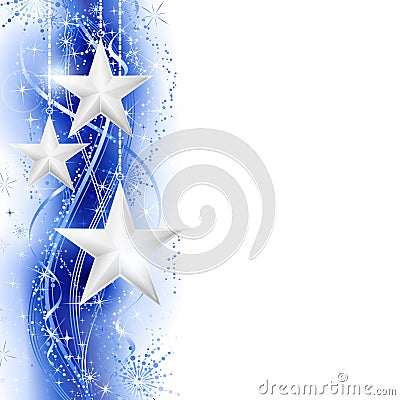 Blue silver star border Vector Illustration