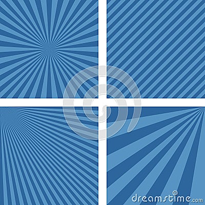 Blue simple striped pattern wallpaper set Vector Illustration