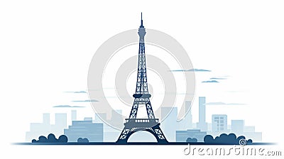 Blue sketch drawing of Paris Eiffel Tower very refined large view Stock Photo