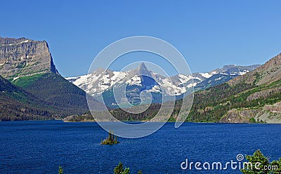 Blue skies and water in the Mountains Stock Photo