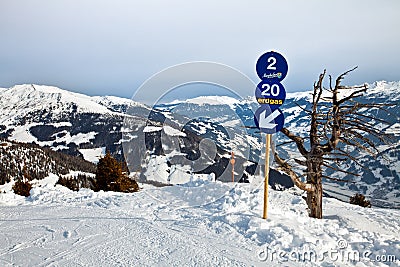 Blue skiing route Stock Photo
