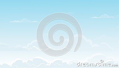 Blue sky with altostratus clouds background,Vector Cartoon sky with cirrus clouds, Concept all seasonal horizon banner in sunny Vector Illustration