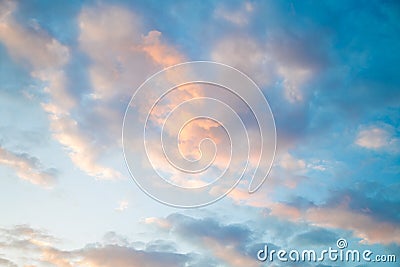 Blue sky background with clouds. Beauty of nature. Stock Photo