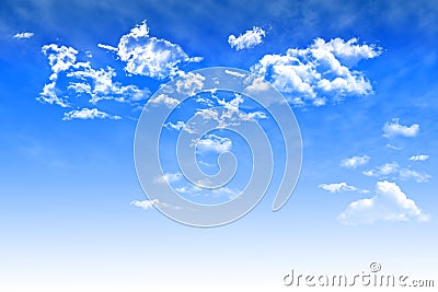 Blue sky background with cumulus clouds Cartoon Illustration