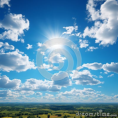Blue sky background radiates warmth, perfect for a summer day. Stock Photo