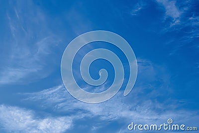 Blue sky background with white high clouds Altostratus, Cirrocumulus, Cirrus Stock Photo
