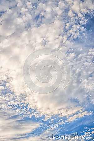 Blue sky with cirro cumulus white clouds. Sky background Stock Photo