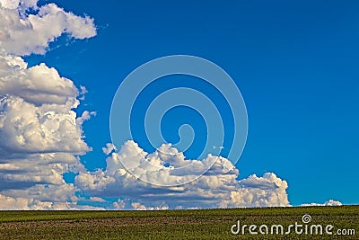 Blue sky and cloud with bright sun above ground star flare background Stock Photo