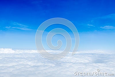 Blue sky and Cloud Top view from airplane window,Nature backgrou Stock Photo