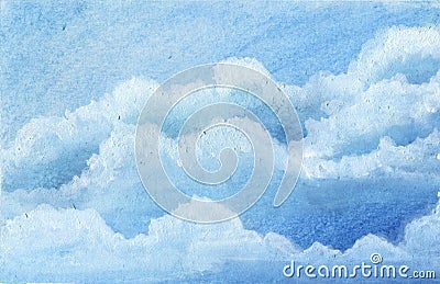 Blue sky cloud water color painting art Stock Photo