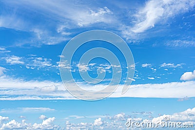 Blue sky with clouds background,Different types of clouds in the sky: thunderclouds, cumulus, cirrus Stock Photo