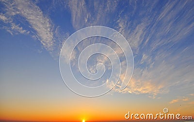 Blue sky with clouds with the daybreak Stock Photo