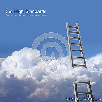 Blue sky with clouds and ladder Stock Photo