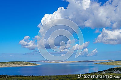 Blue sky with clouds over sea. Nature composition. Stock Photo