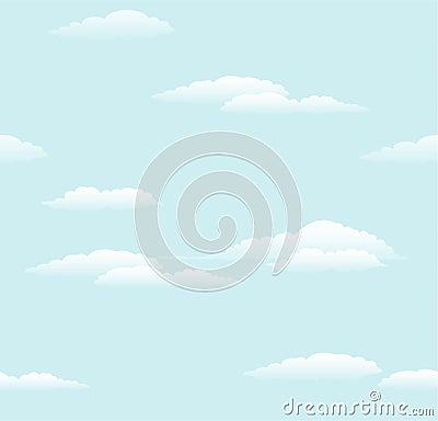 Blue sky with clouds, vector seamless background Vector Illustration