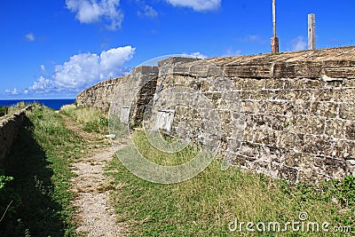 Steps to Old Fort Barrington in St. Johnâ€™s Antigua Stock Photo