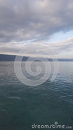 The blue sky of Kilo Lima Luwuk Banggai beach, Central Sulawesi Indonesia in the afternoon Stock Photo