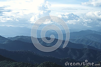 Blue sky and mountains in the evening Beautiful light Stock Photo