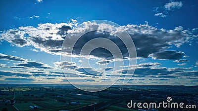Blue sky and multiple clouds background Stock Photo