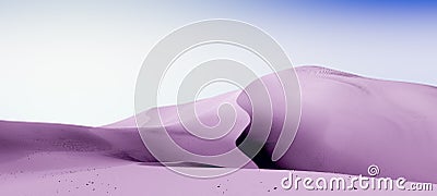 Blue sky and pale purple dunes. Desert landscape with contrast skies. Minimal abstract background. 3d rendering Stock Photo