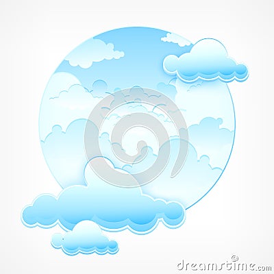 Blue sky in round Vector Illustration