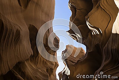 Blue Sky through Sandstone slot of Lower antelope, Arizona Stock Photo