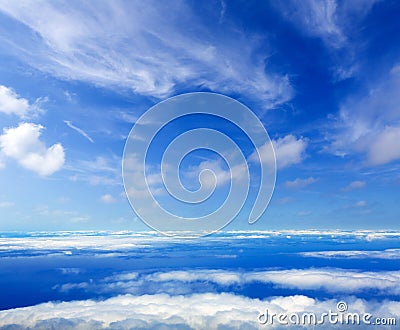 Blue sky sea of clouds from high altitude Stock Photo