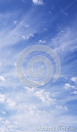 Blue Sky Series - Brilliant Blue Sky with White Wispy Clouds Stock Photo