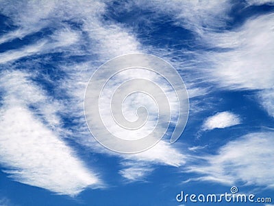 Blue sky with spindrift clouds Stock Photo